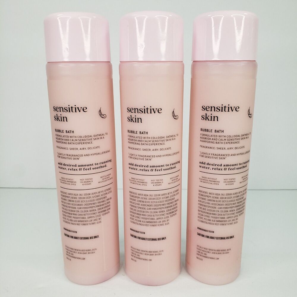 Bath & Body Works LOT of 3 Sensitive Skin Colloidal Oatmeal Bubble Bath 10.75 oz - Picture 2 of 5
